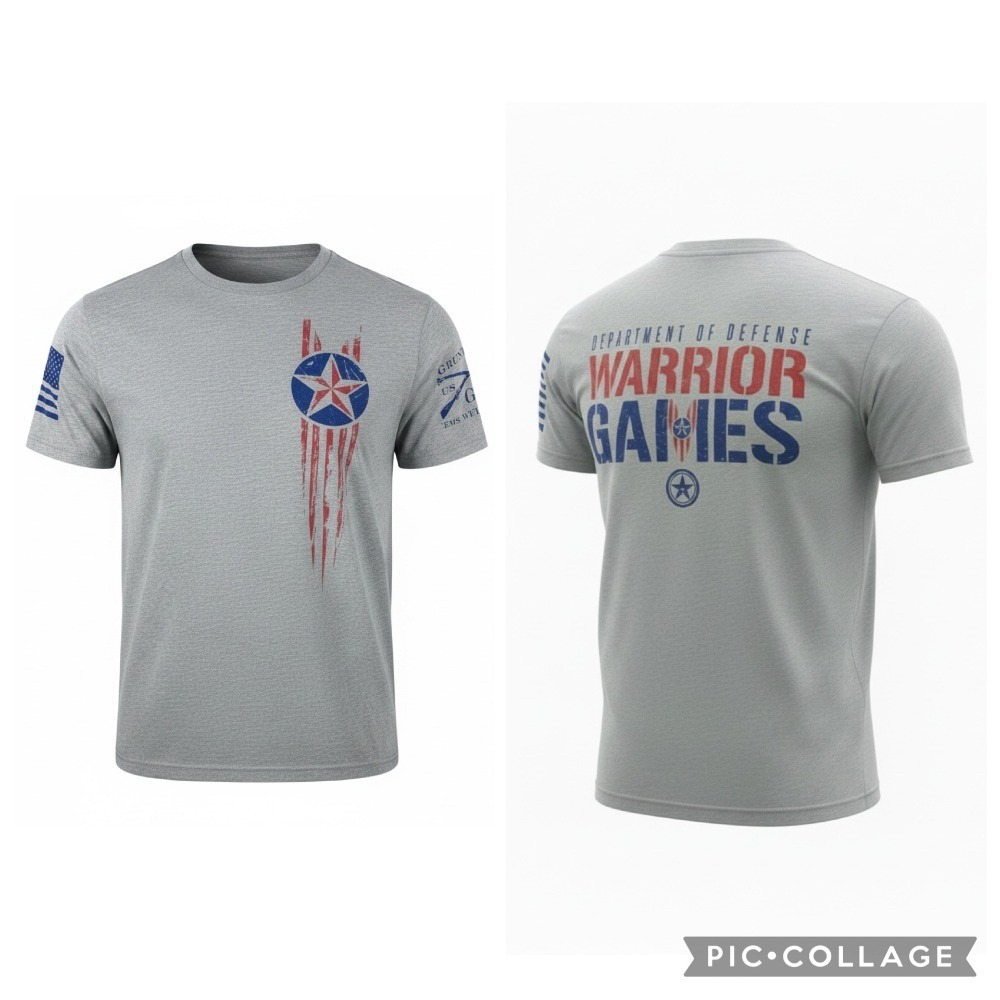 Grunt Style Warrior Games Patriotic Star Graphic T-Shirt Grey‎ Crewneck Medium
